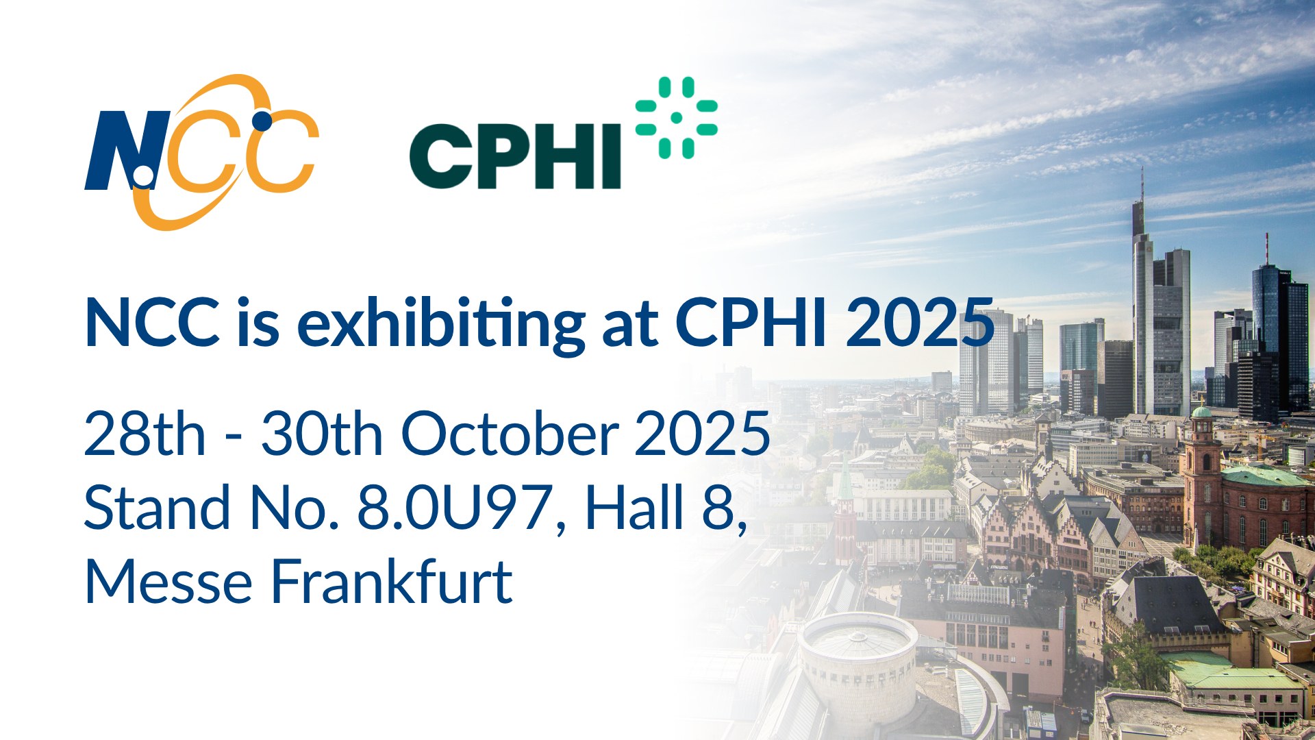 NCC is exhibiting at CPHI 2025